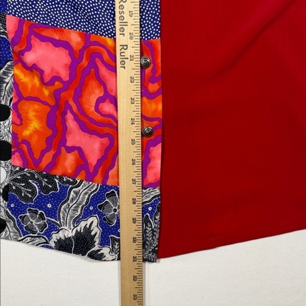Maggie Shepherd Australia Red‎ Patchwork Mixed Print Button Front Top Womens S - Picture 7 of 7